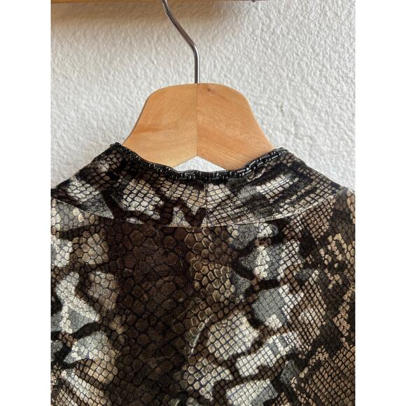 Vintage Velvet Snake Print Bead Trim Caftan Maxi Dress - Picture 12 of 12